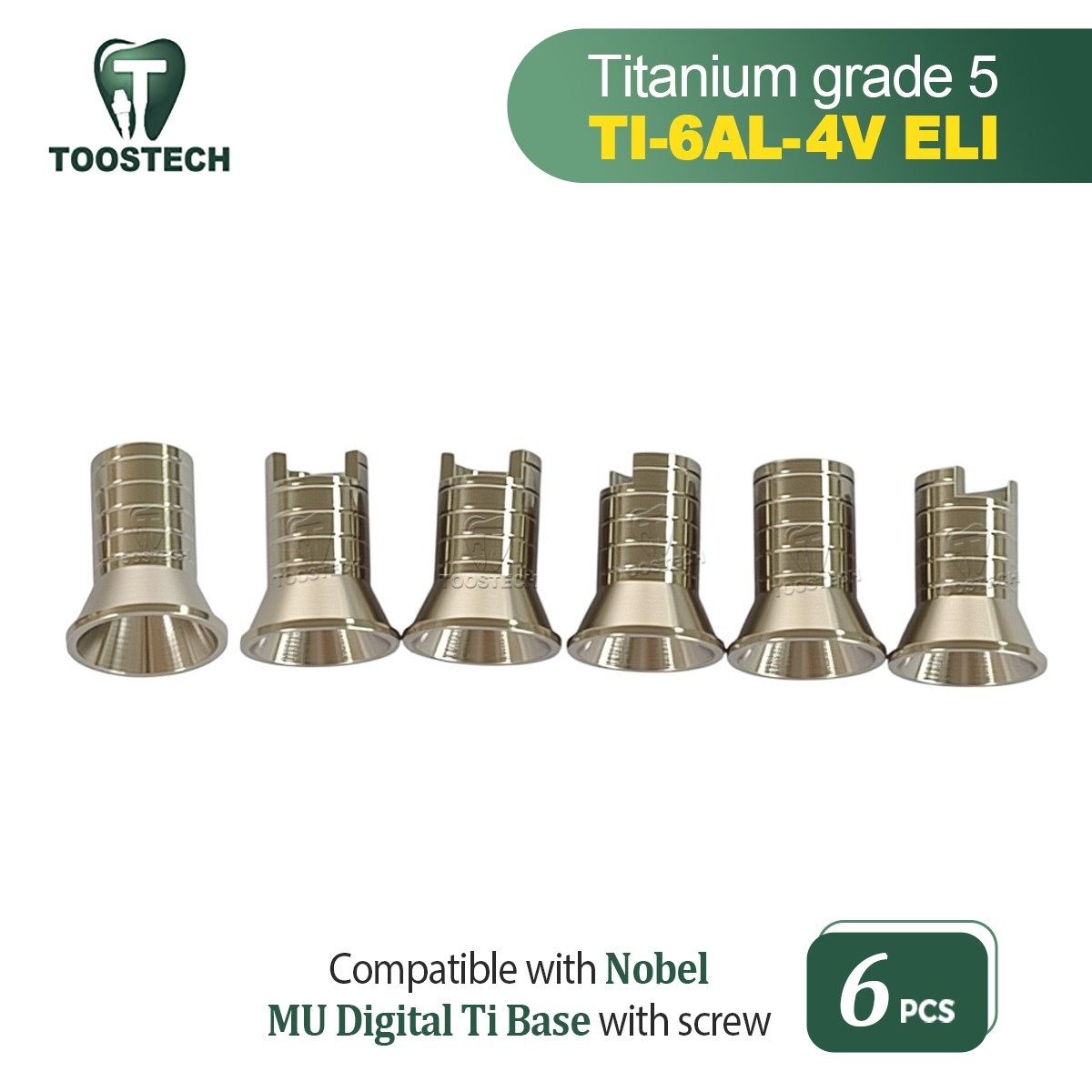 6pcs MU Ti Base for Multi unit abutment MU Digital Ti base fits Nobel Active