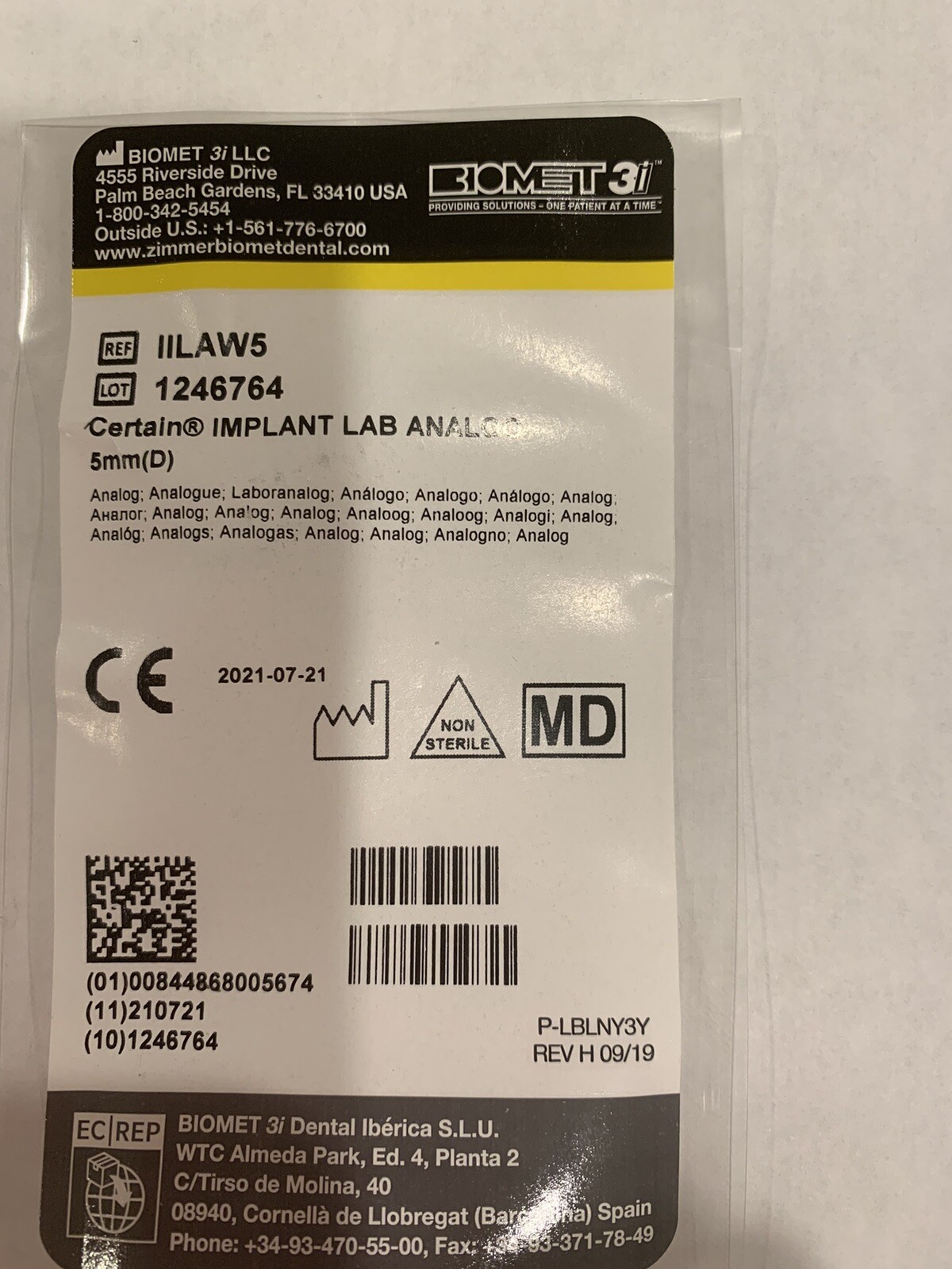 biomet 3i certain 5 mm (D) lab analog