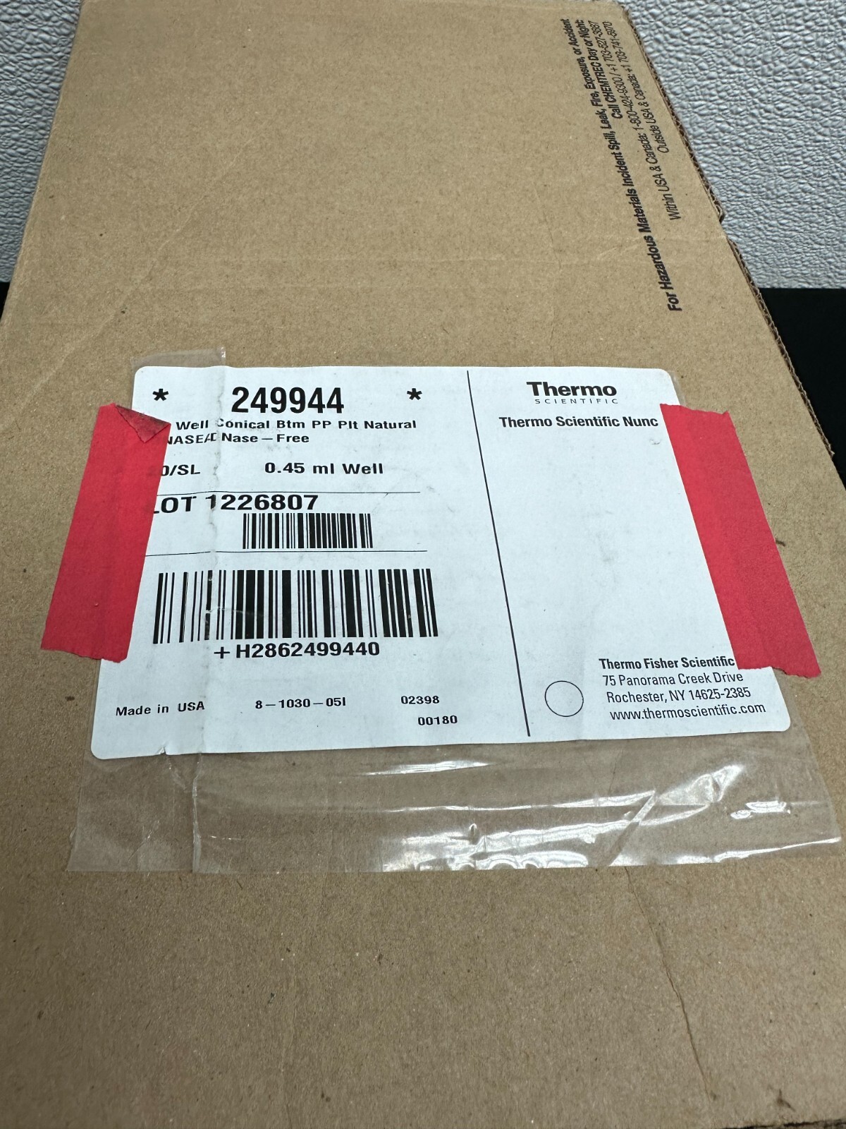 Thermo Scientific REF 249944 96 Well Conical Btm PP Pit Natural 0.45mL Well