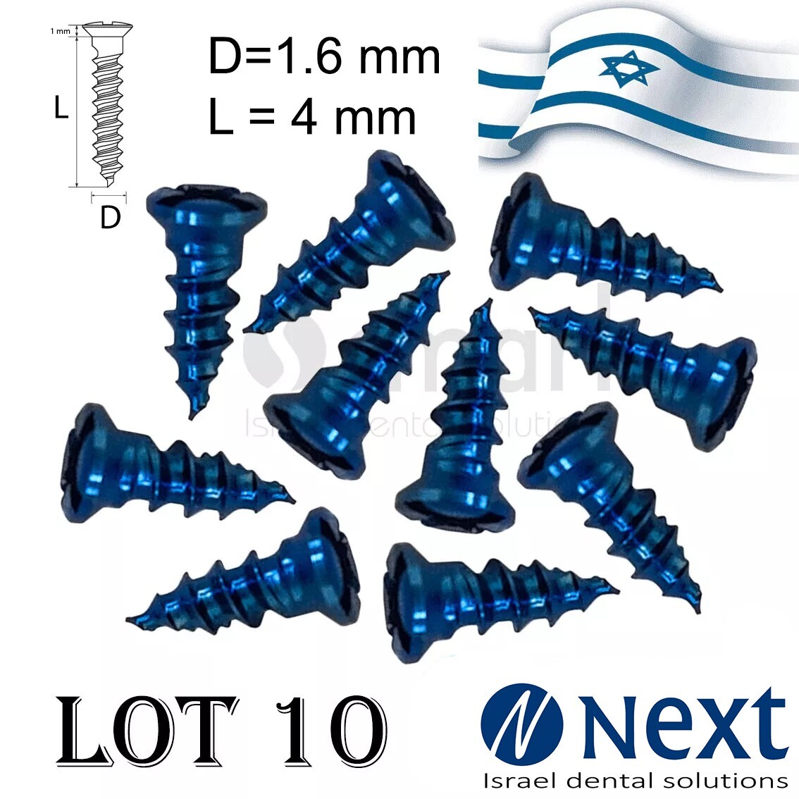 Lot x10 Screw titanium pin membrane Fixation Bone GBR Ø1.6 L4 tac