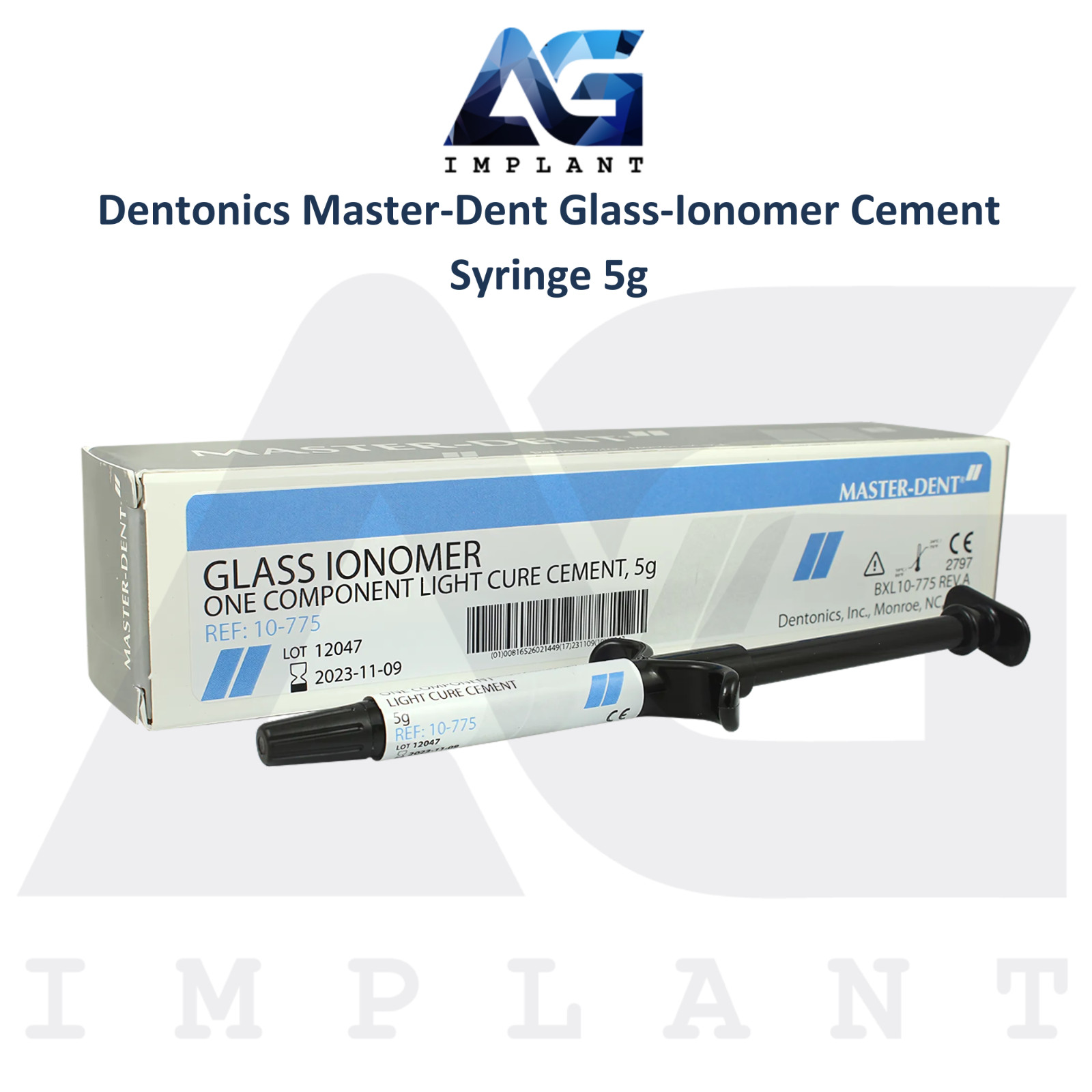 Dental Master-Dent Glass-Ion0mer Cement Syringe 5g Light Cure Base Or Liner