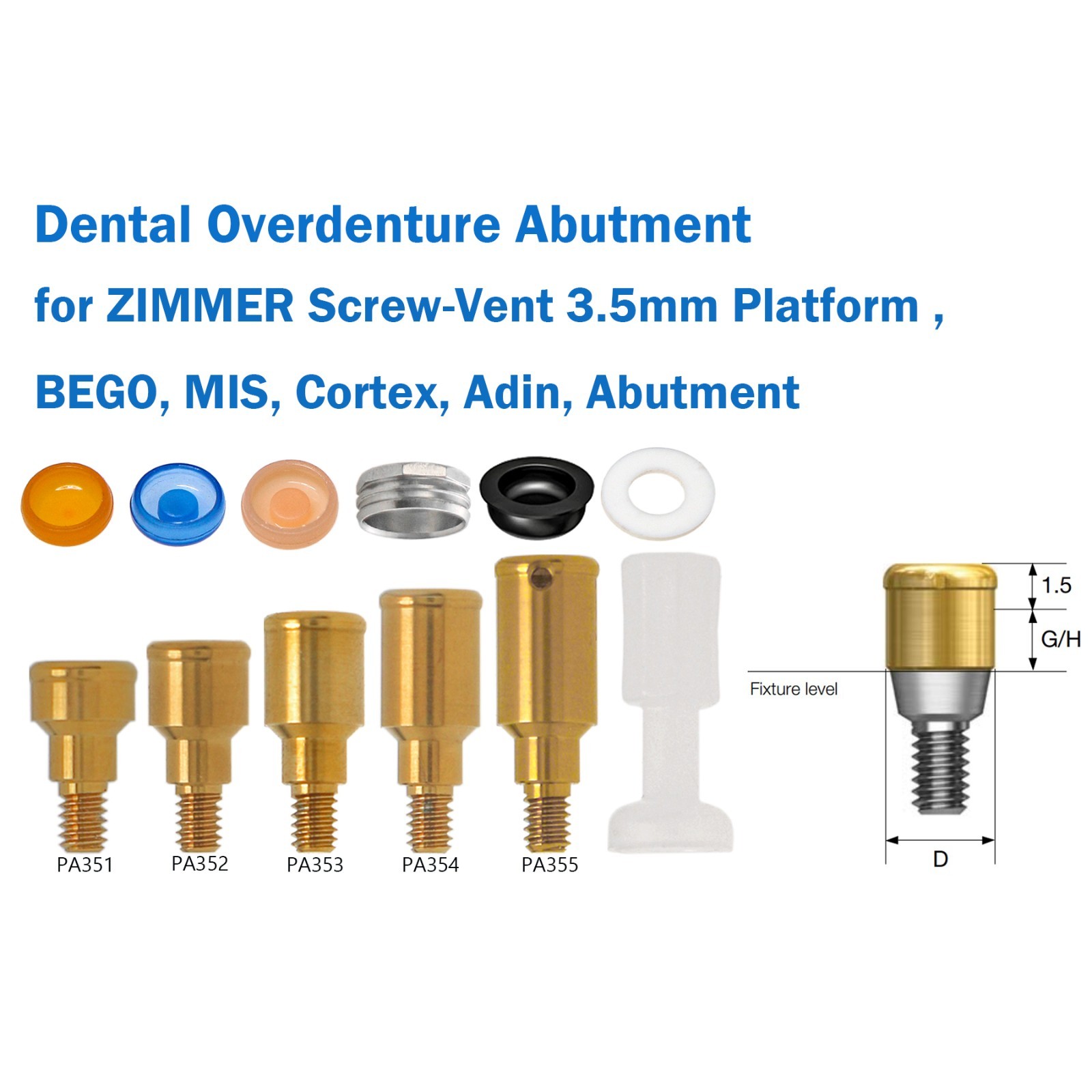 US Dental Locator Overdenture Abutment for Zimmer Screw-Vent 3.5 & Accessory Kit