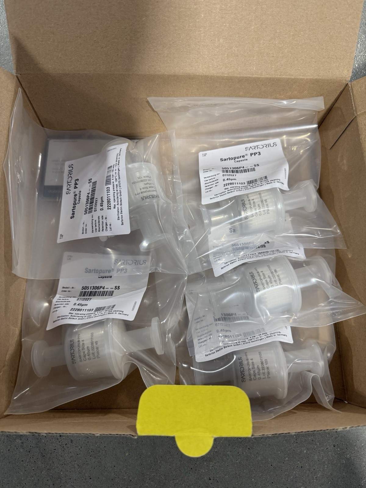 (5/Pk) SARTORIUS Sartopore PP3 Filter Capsule 0.45um Size 4 5051306P4–SS–B NEW