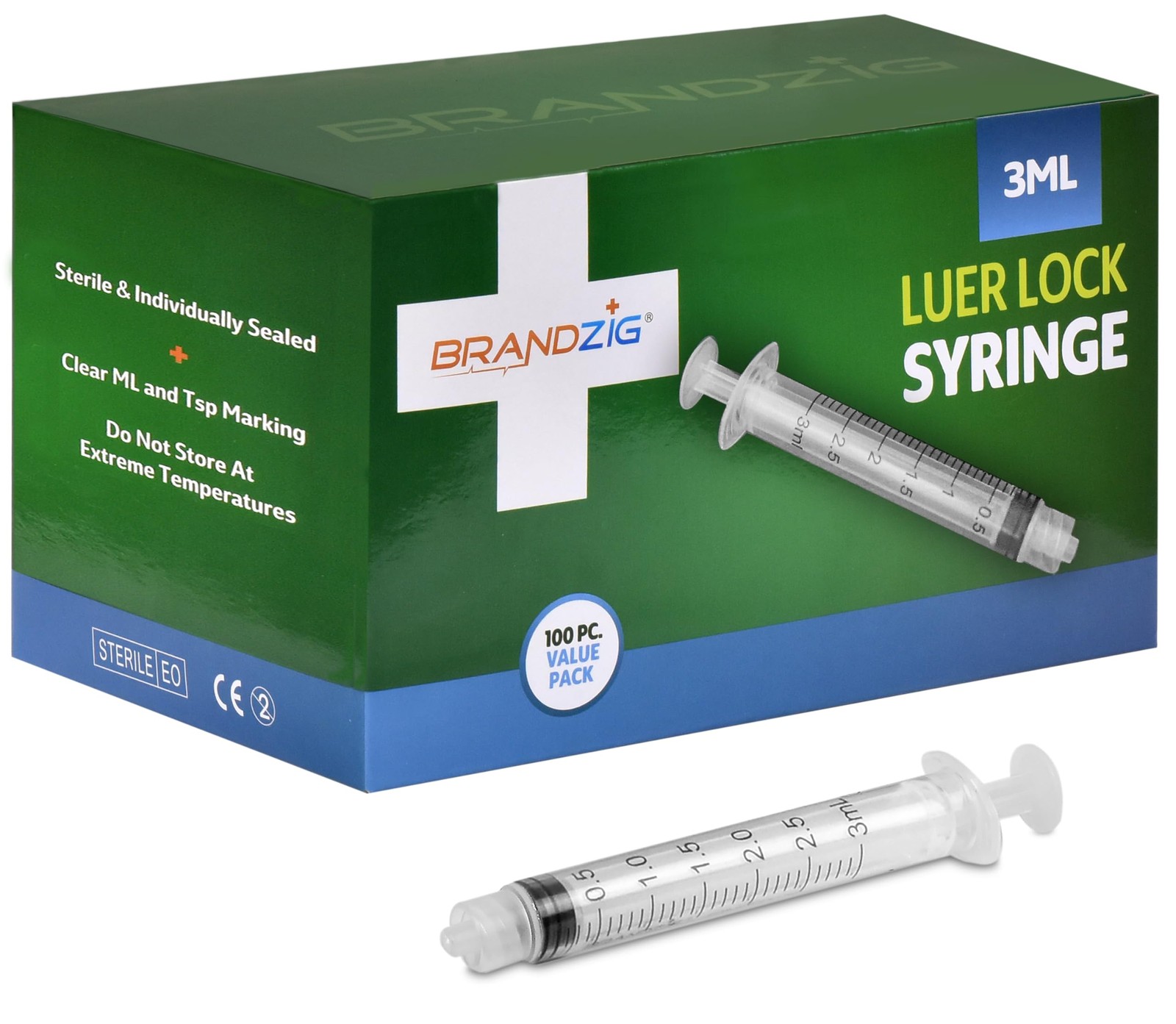 3ml luer lock syringe (No Needle) – Sterile, Individually Wrapped – 100 clear
