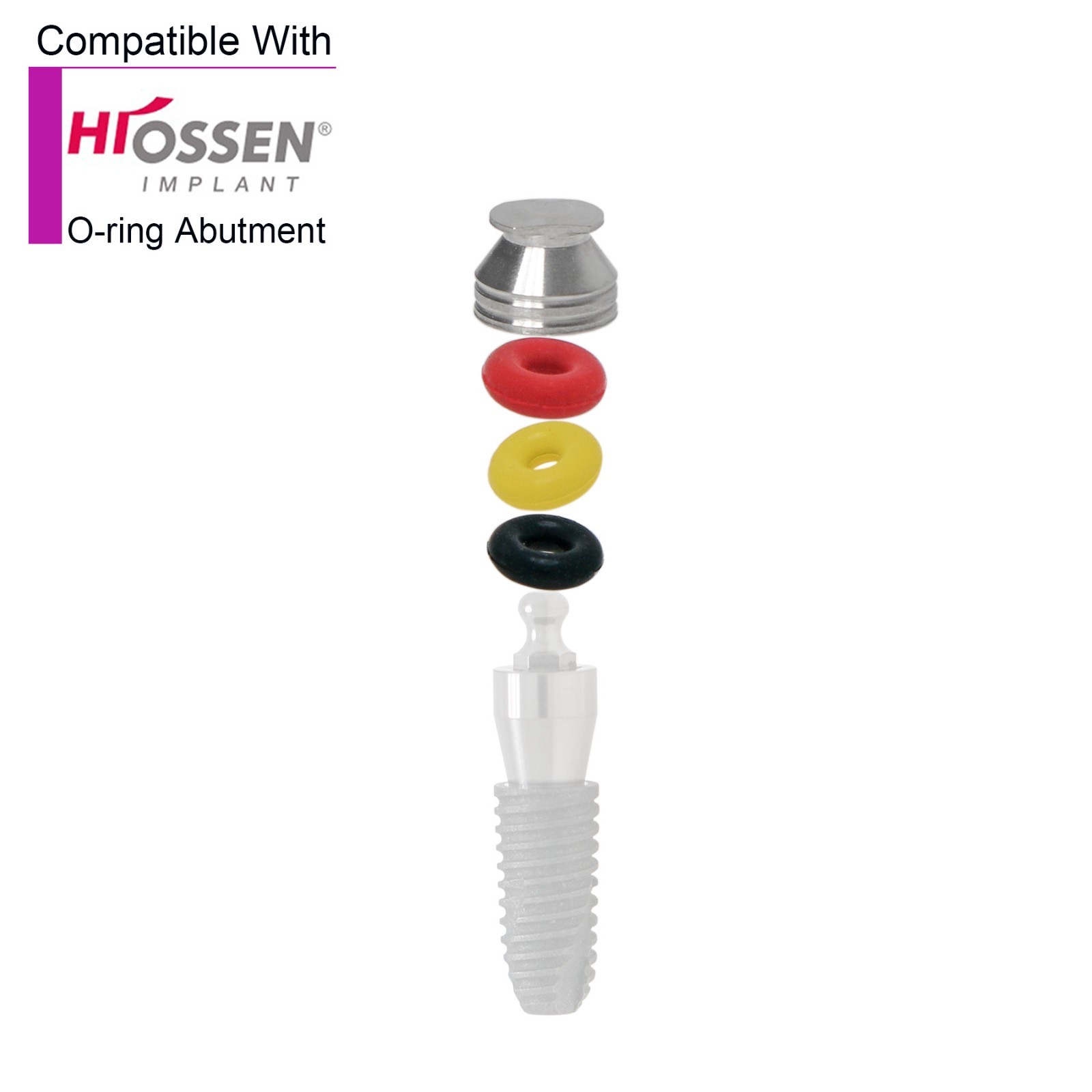 Dental Implant O-ring Retention Cap Kit For Hiossen/Osstem Ball Abutment 4pc/set