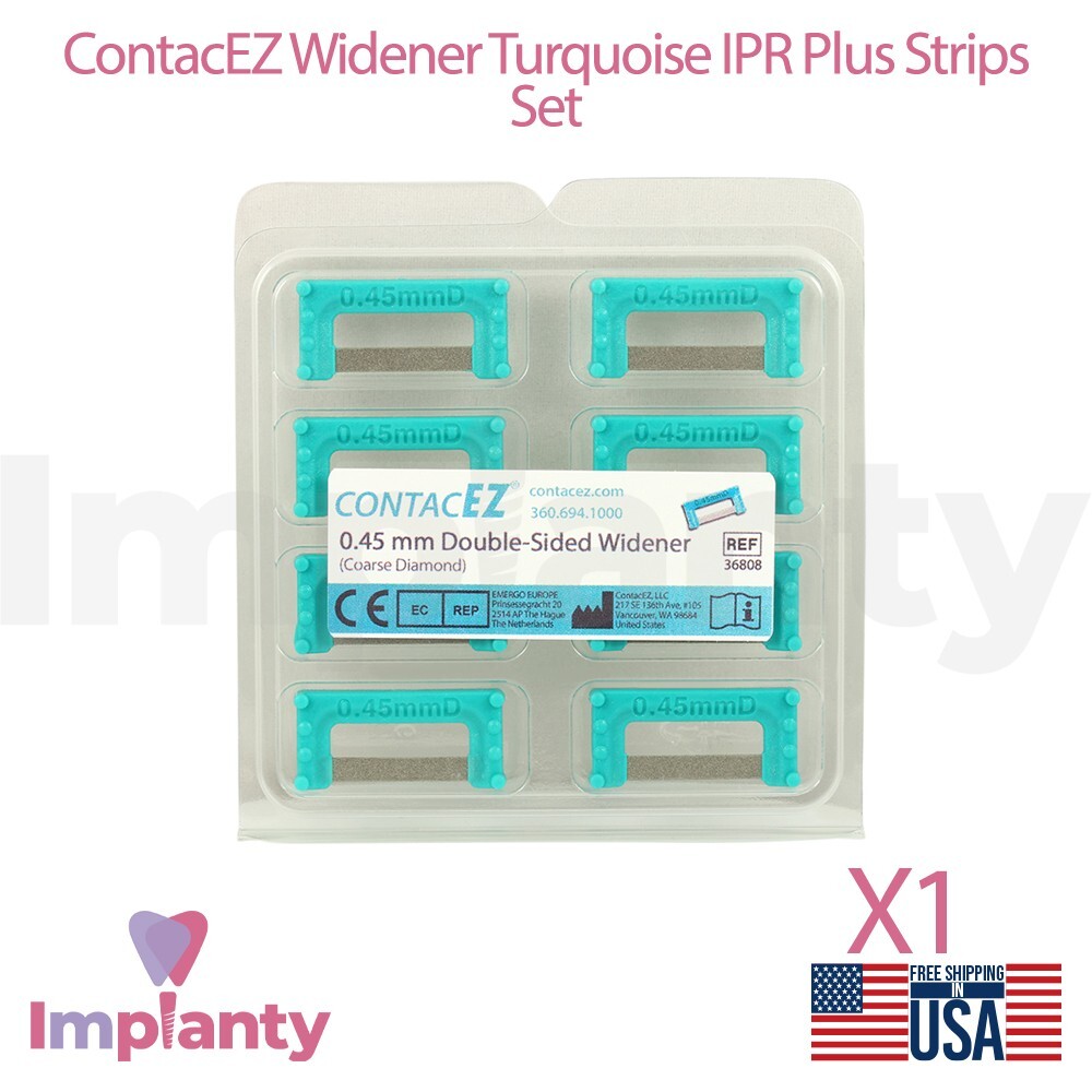 Dental Widener Turquoise IPR Plus Strips Set Stainless Steel Diamond Coating
