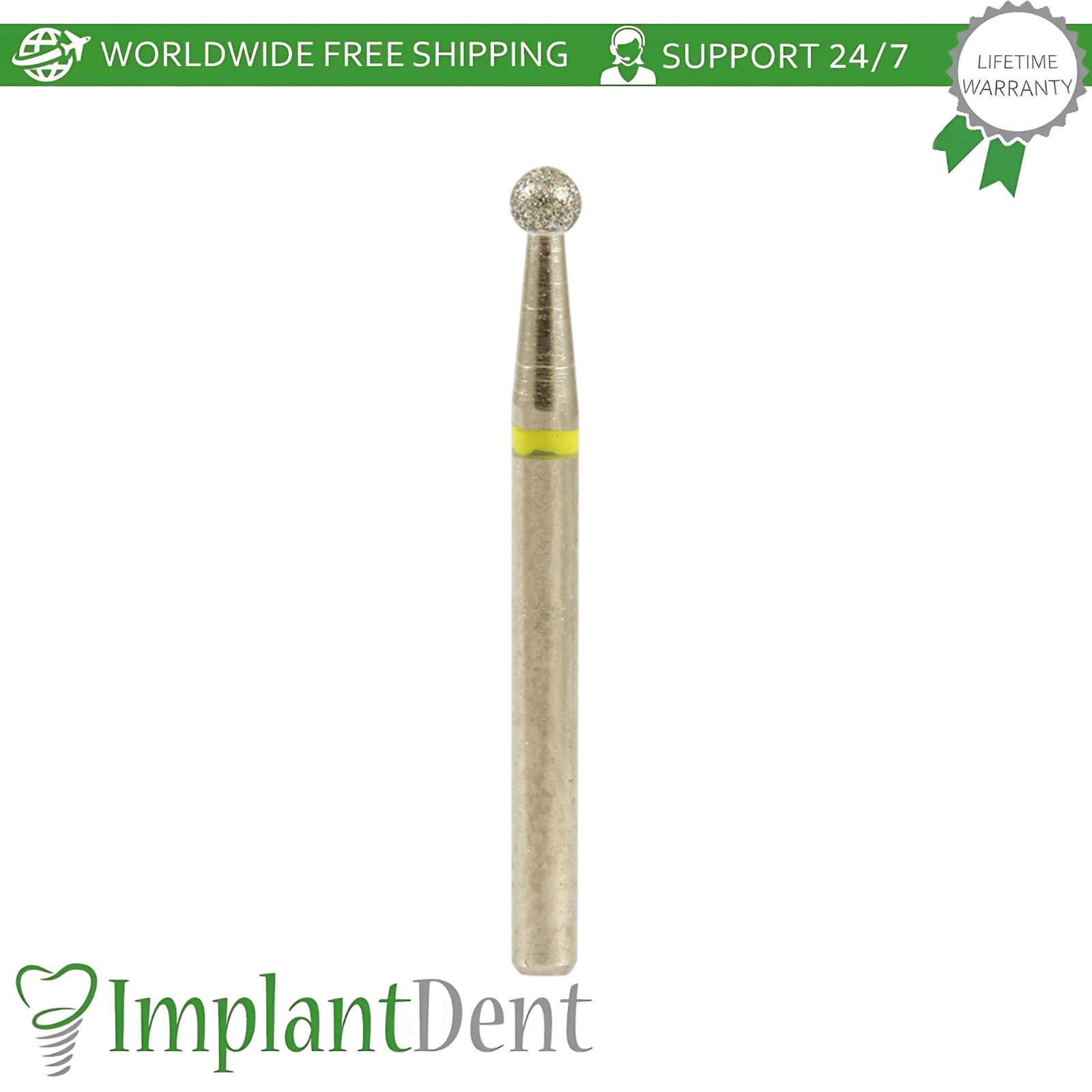 FG Diamond Dental Burs High Speed Round Ball Head Handpiece Stainless Steel
