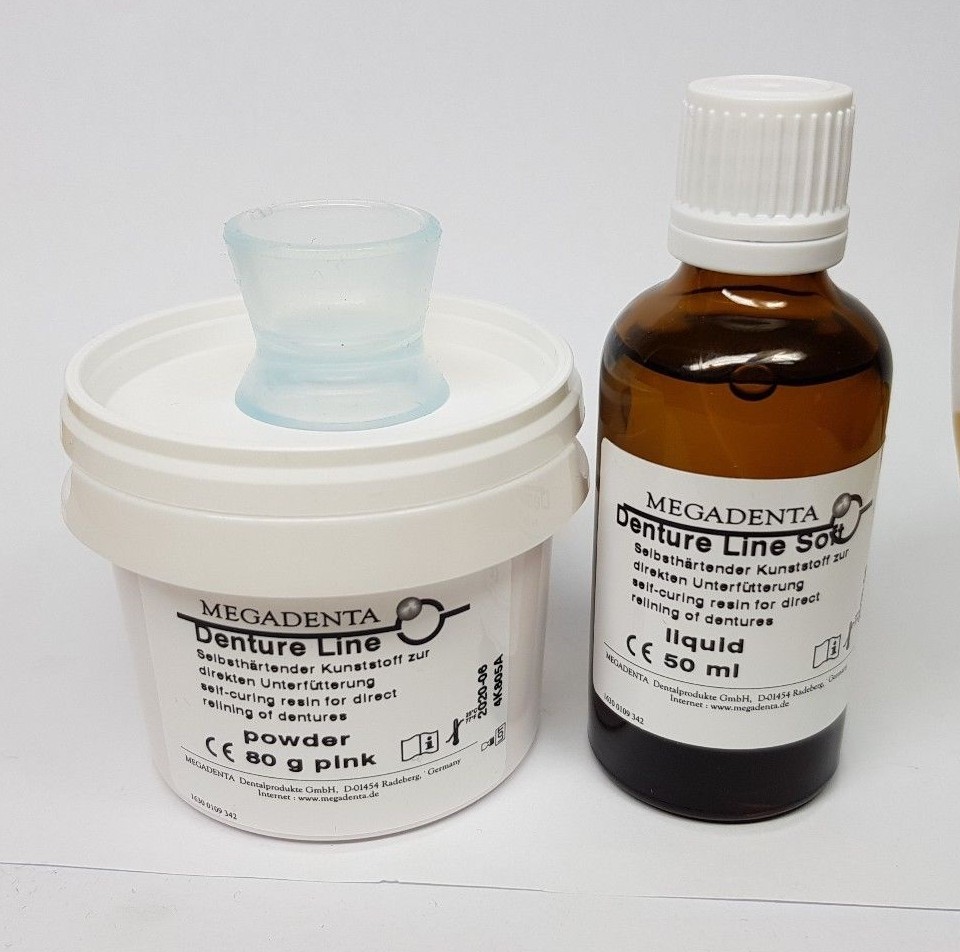 Dental Denture direct Reline Self cure soft resin acrylic Germany powder liquid
