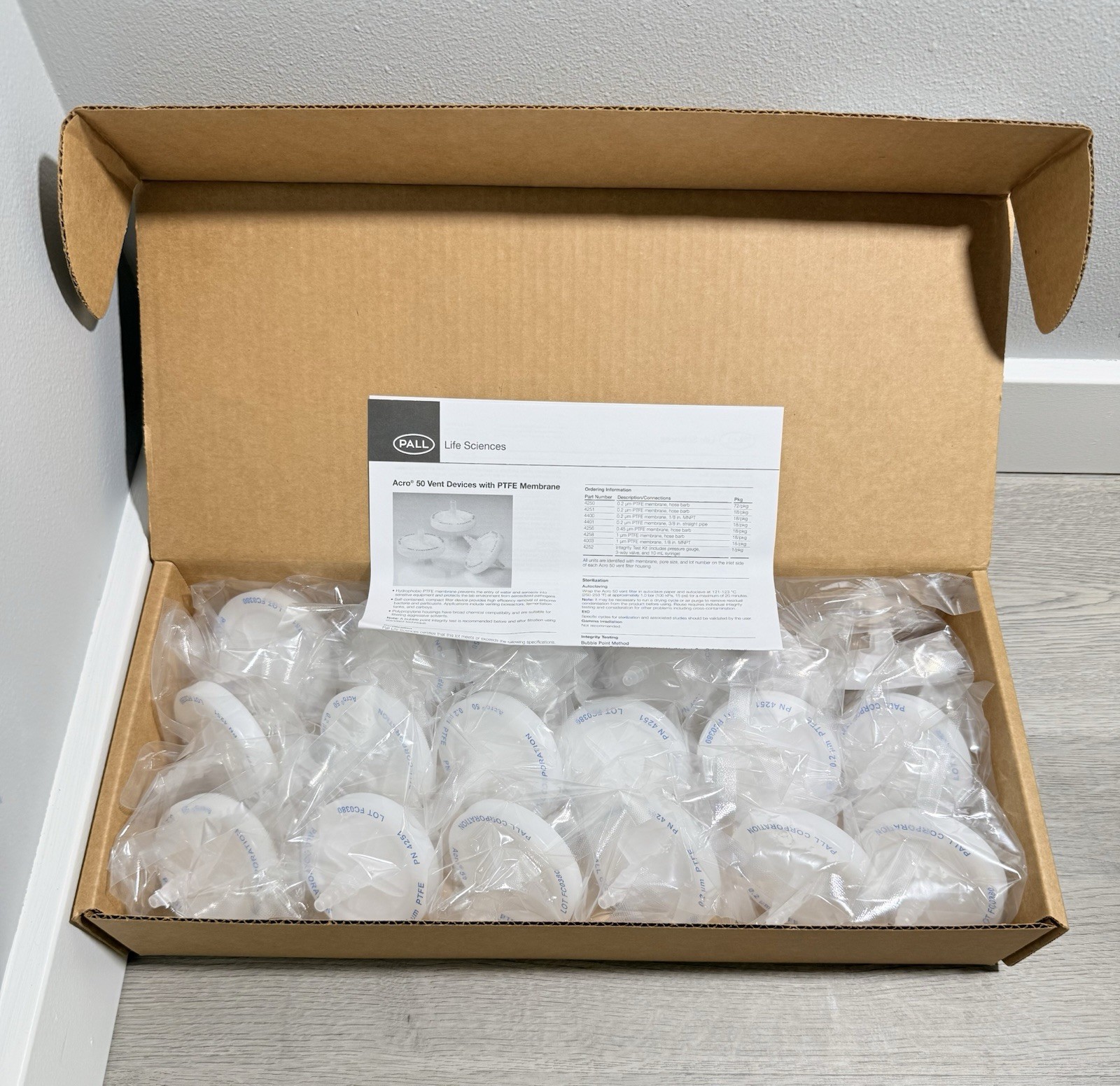 Pall Acro 50 Vent Device 0.2 µm PTFE Membrane Filter 4251 18/PK