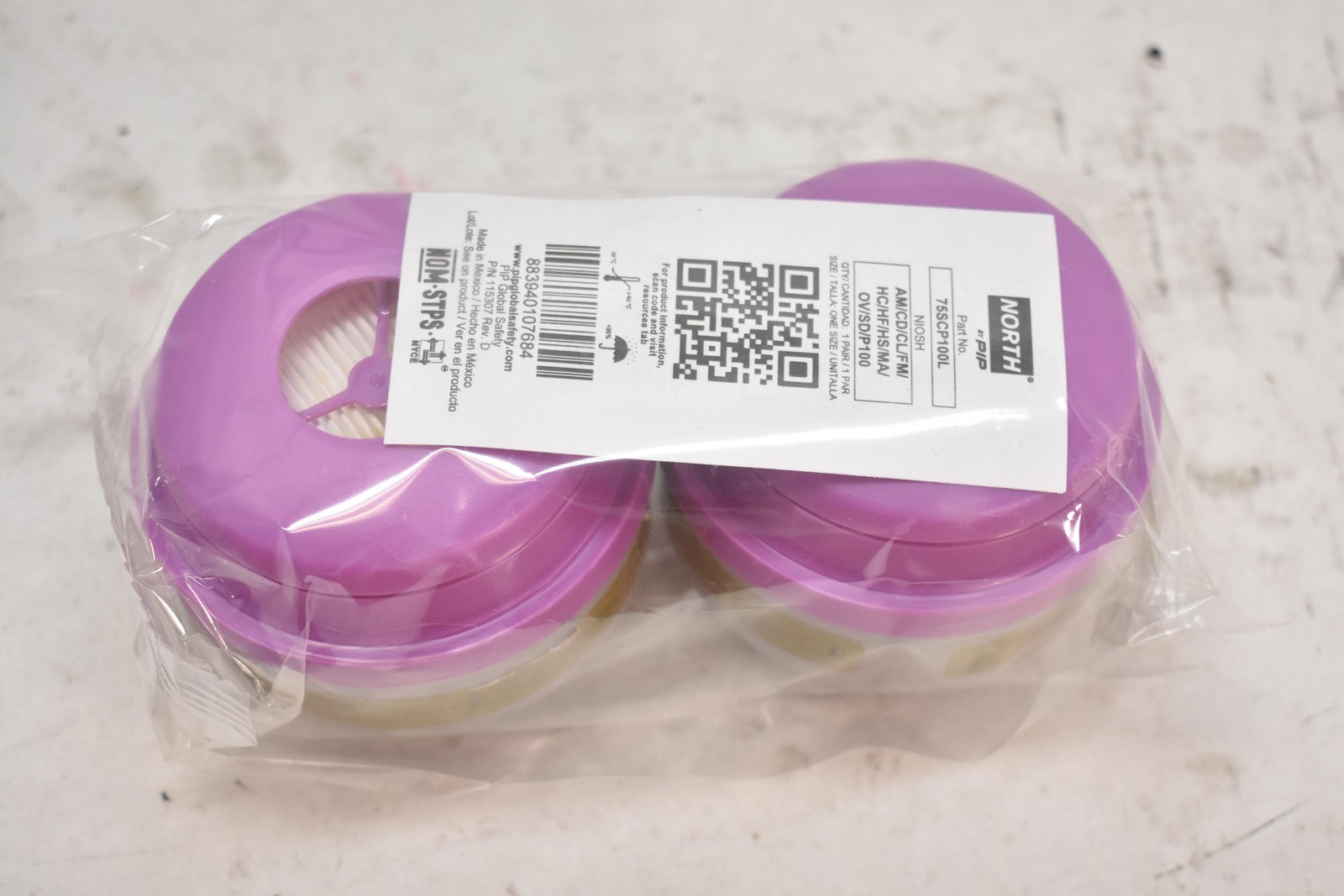North 75SCP100L Respirator Cartridge Filter Pair AM/CD/CL/FM HC HF HS OV SD P100