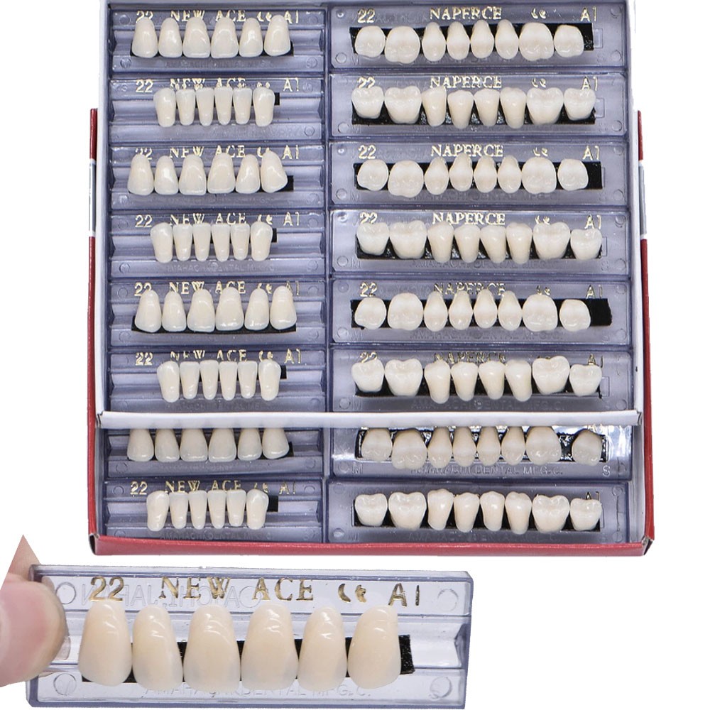 1-6 Box Dental Acrylic Resin Denture 22# A1 Full Set Teeth Upper Lower Shade NEW