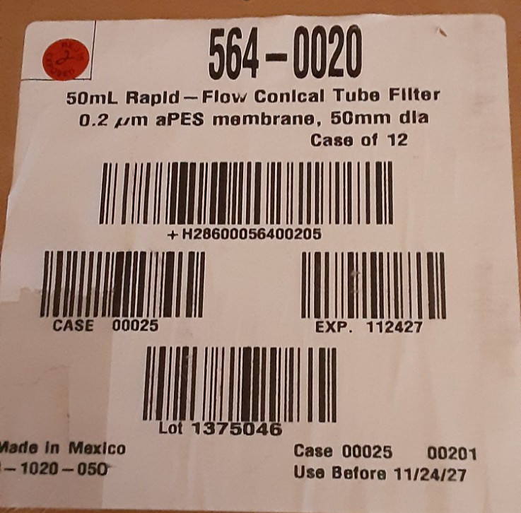 THERMO 50mL Rapid-Flow Conical Tube Filter 0.2um aPES (1) 564-0020