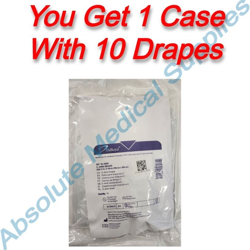 *10-Packs* DeRoyal C-Arm Mobile X-Ray Drape Cover 41″ x 140″ Sterile 30-0209