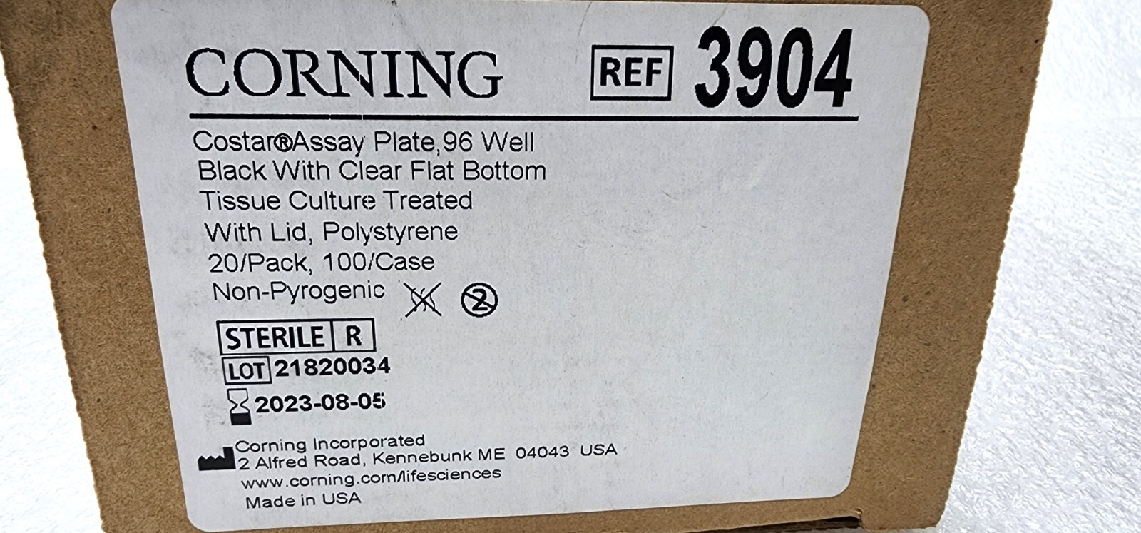 Corning 3904, 96-well Flat Clear Bottom Black Polystyrene TC-treated Microplates