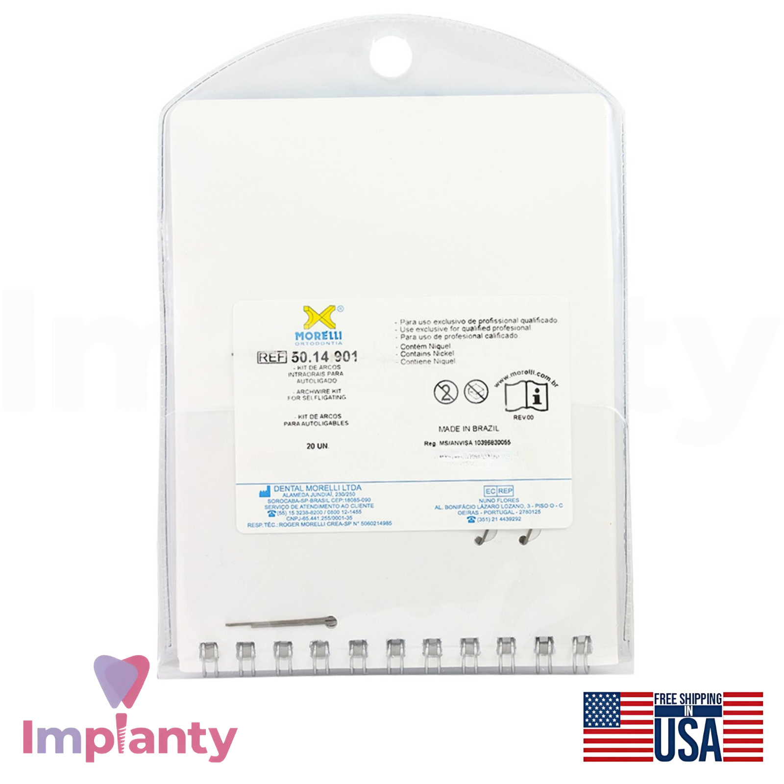 Morelli Self Ligating Full Dental Archwire Kit 20pcs IntraoraI Exchange 22 Slot