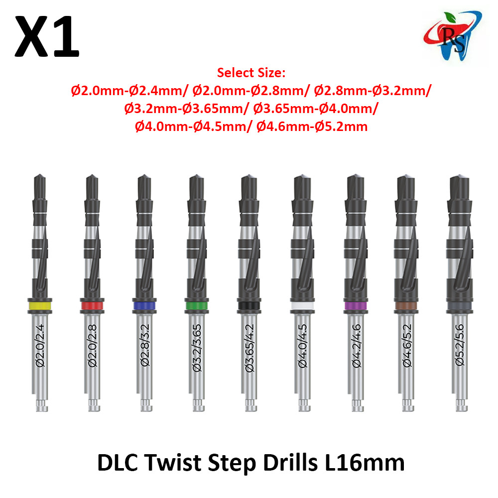 DLC Twist Step Drills Dental L16mm Tool Instrument Carbon Universal Fixture