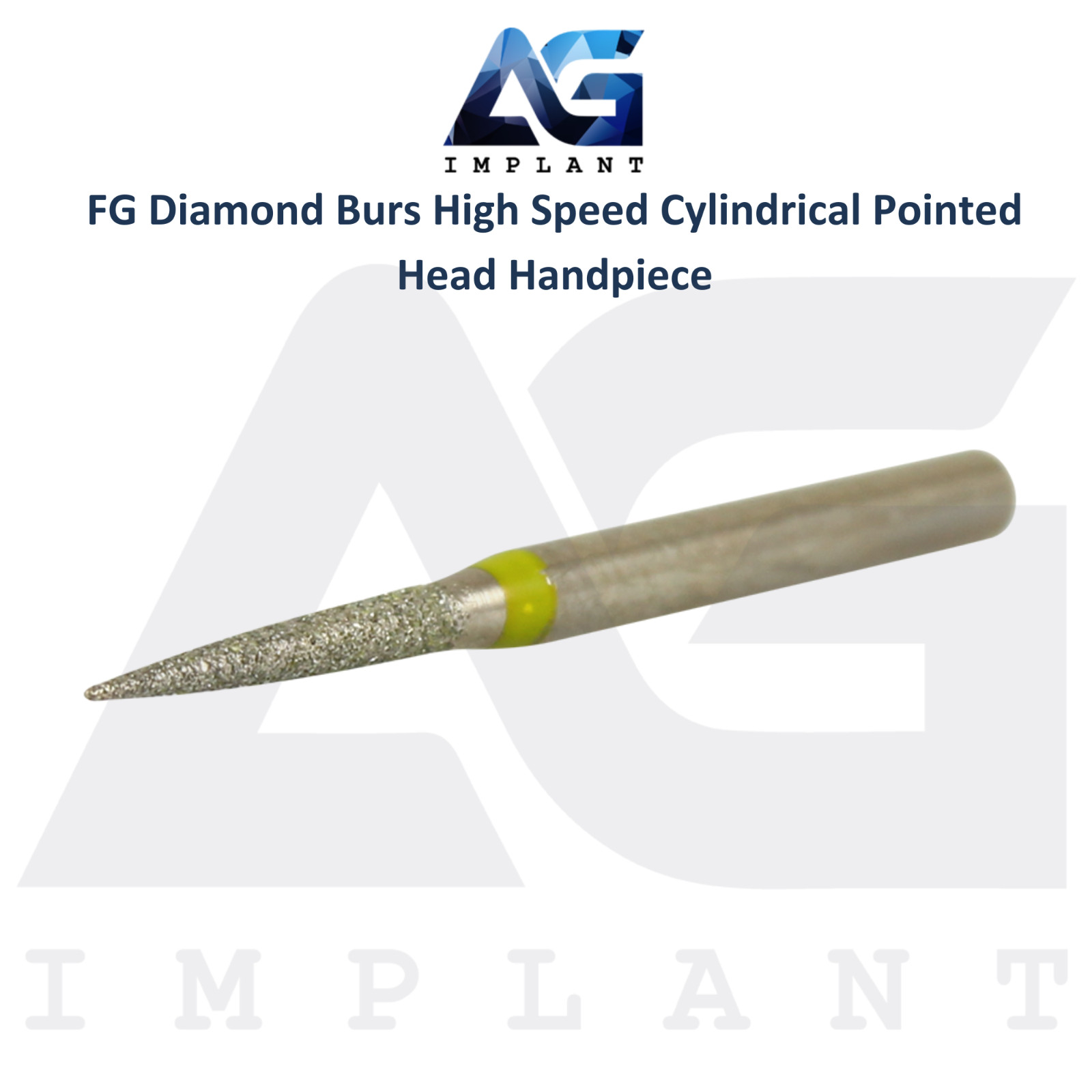 Dental FG Diamond Grit 10 Burs High Speed Cylindrical Pointed Head Handpiece