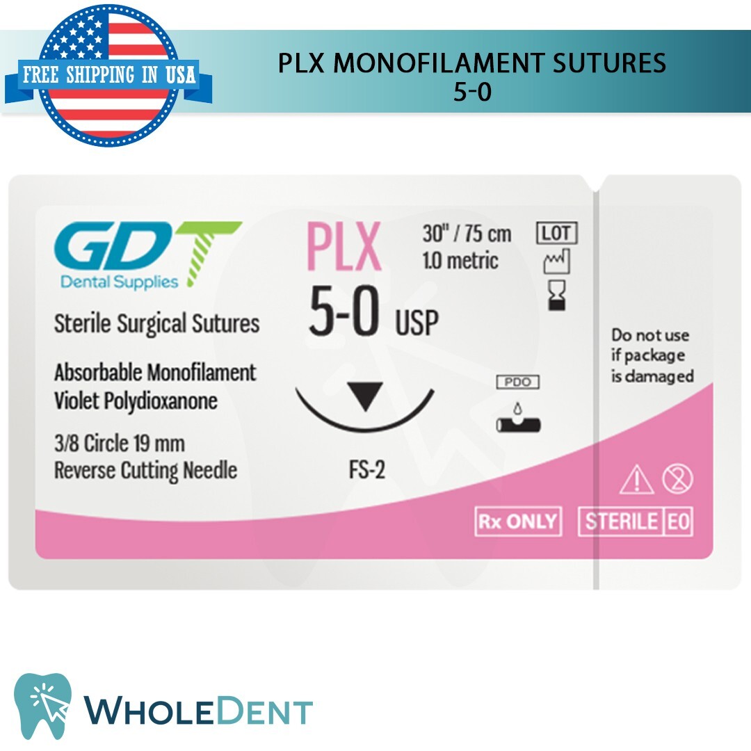 P L X Wires Sewing Thread 3/8 Circle Reverse Sterile 5-0 Dental 12pcs