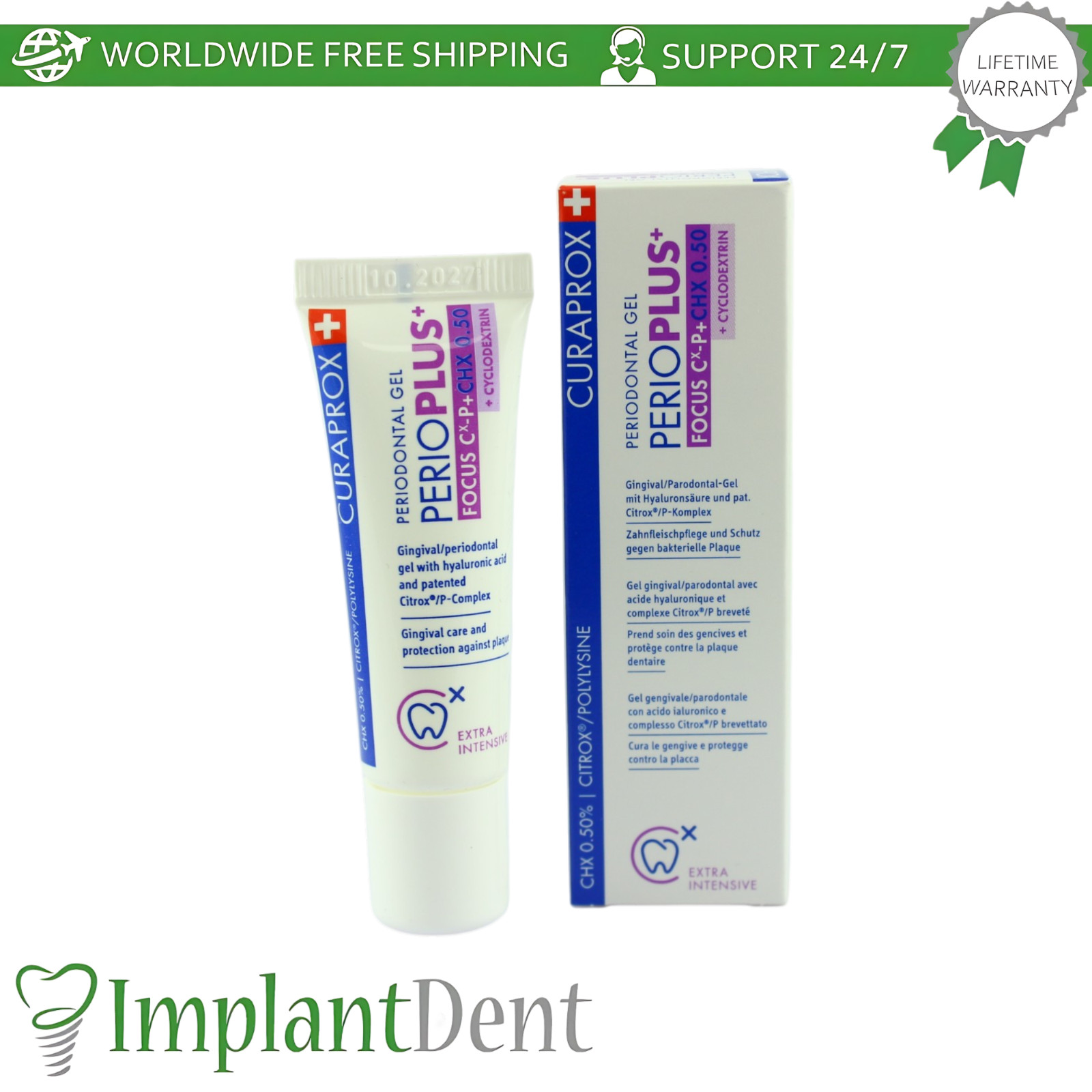Dental Periodntal Gel 10ml Perio Plus Focus CHX 0.5% Gums Oral Care Curaprox