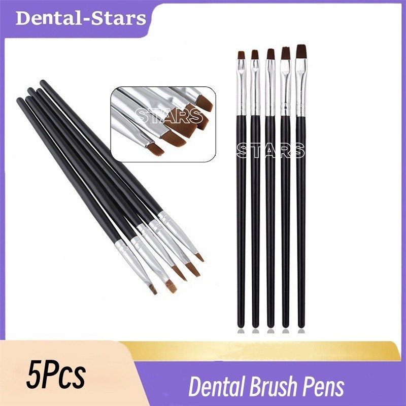 5Pcs/Kit Dental Composite Shaping Brush Pen Resin Veneer Cement Porcelain Pens
