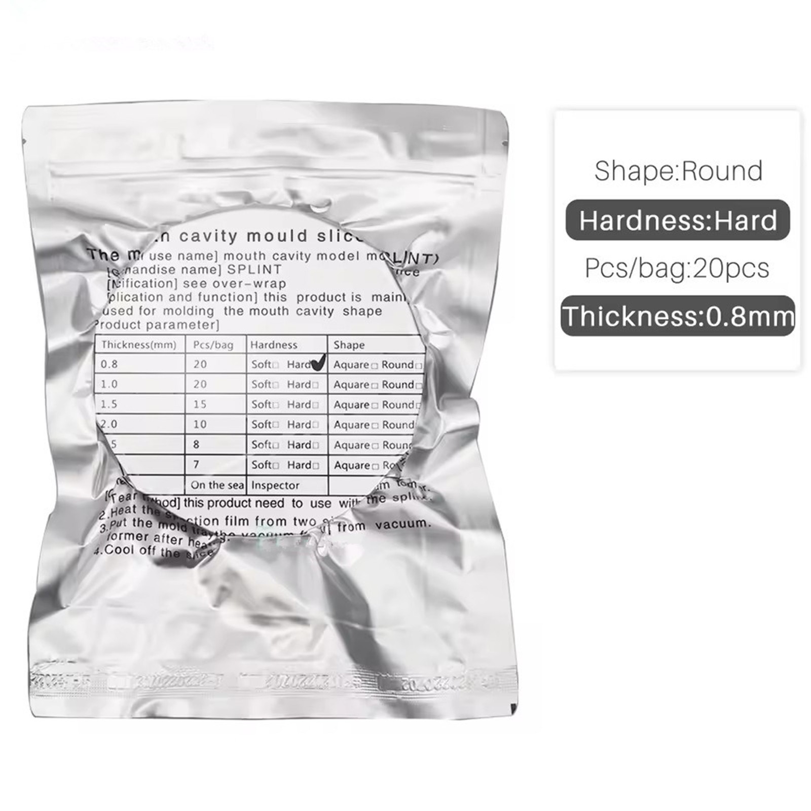 20Pcs Dental Round Splint Thermoforming Material Vacuum Forming Sheet 0.8mm Hard