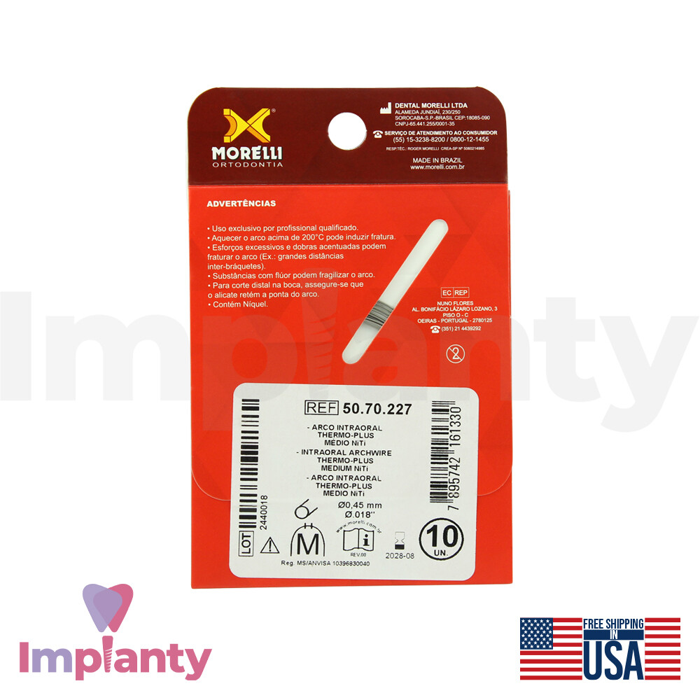 Morelli Orthodontic Alignment NiTi Thermo Plus Intraoral Round Archwire Dental