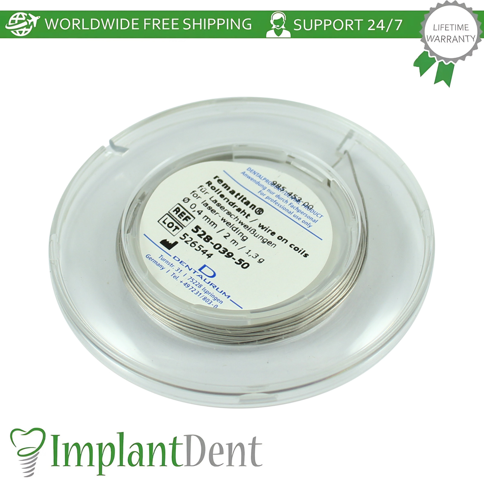 Dental Dentaurum Rematitan® Laser Welding Wire Solder Roll 2m Titanium Framework