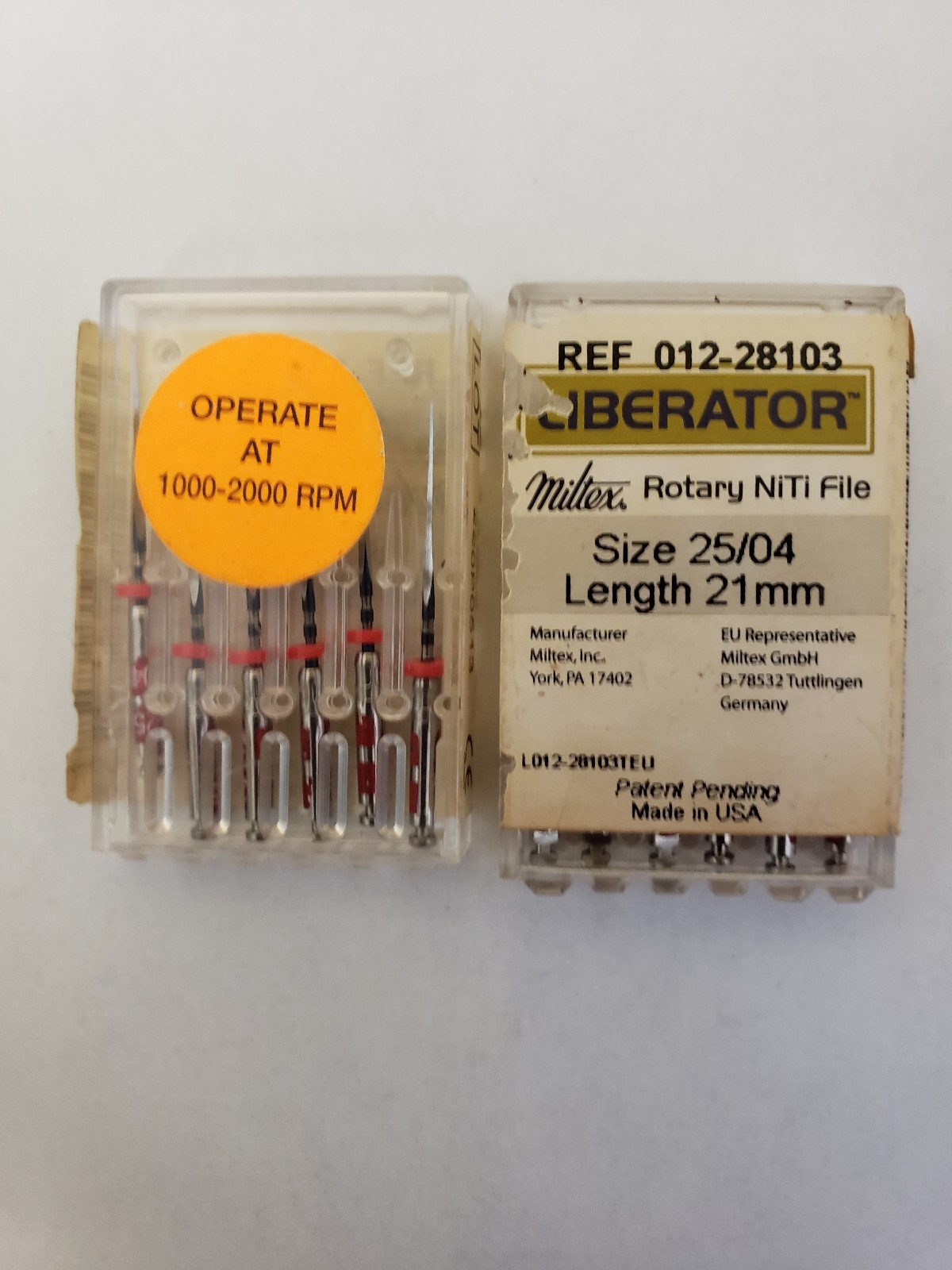 Miltex Liberator rotary NiTi File Ref 012-28103 Size 25/04 length 21mm