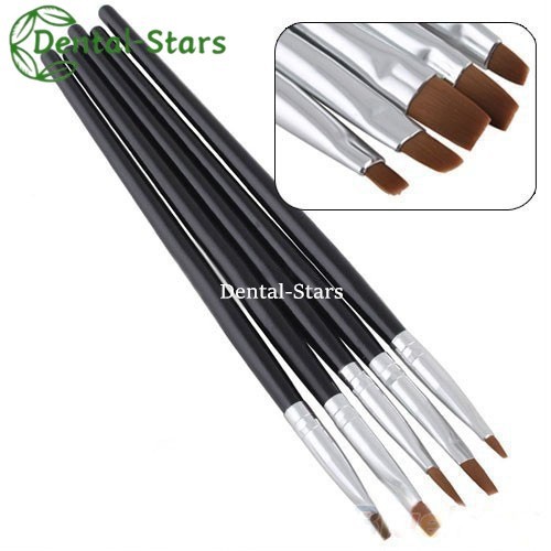 5Pcs/Kit Dental Composite Shaping Brush Pen Resin Veneer Cement Porcelain Pens