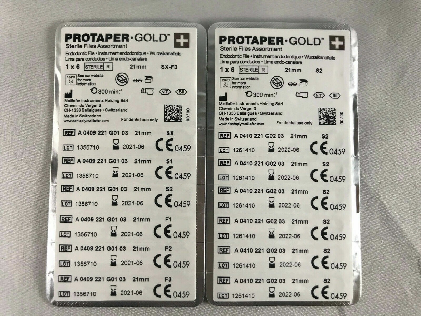 Dentsply ProTaper Gold Rotary Files Sx,S1,S2,F1,F2,F3, Sx-F3 21mm 30 Files 5pks