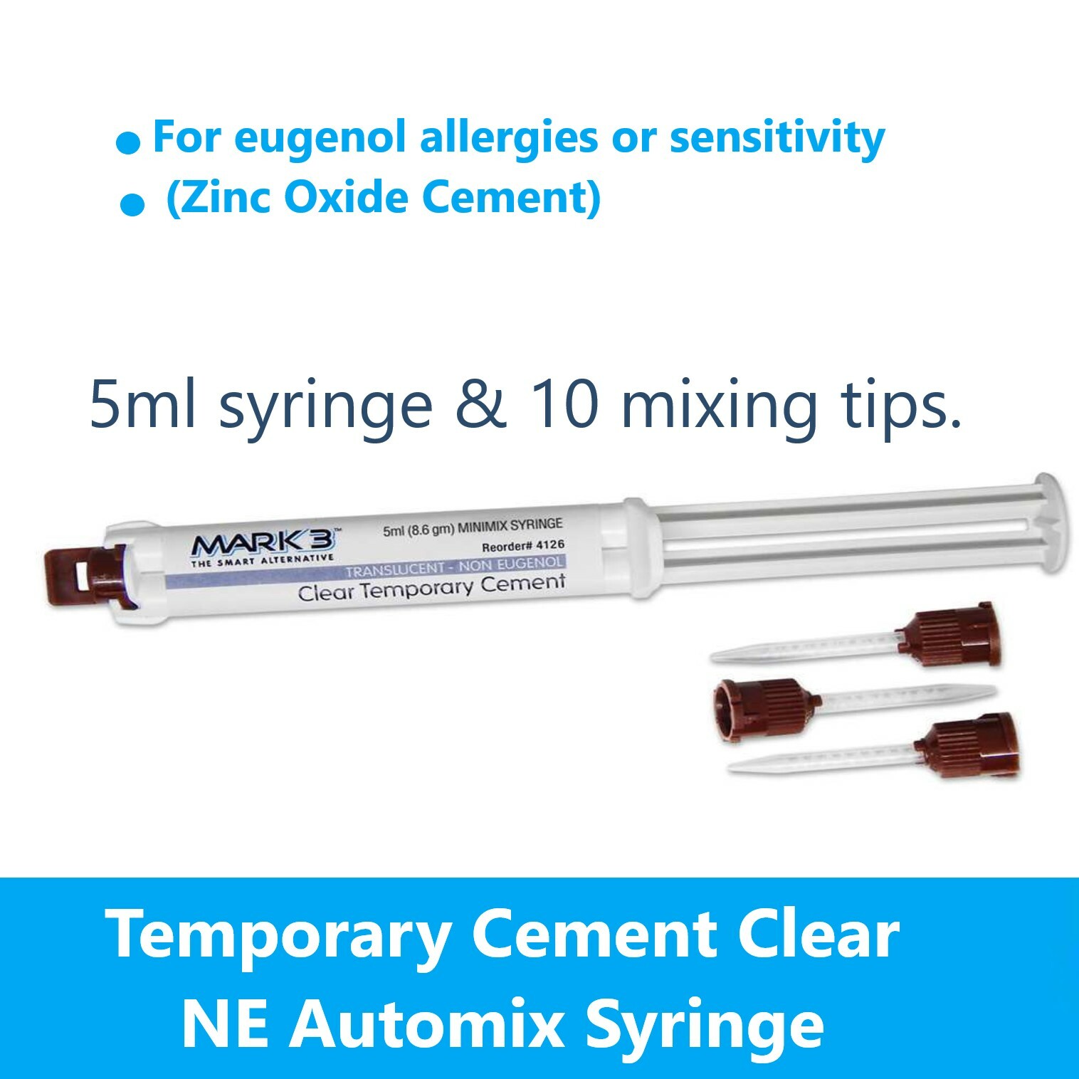 Dental Temporary Cement Clear NE Automix Syr 5ml – MARK3, #4126 + 10 mixing tips