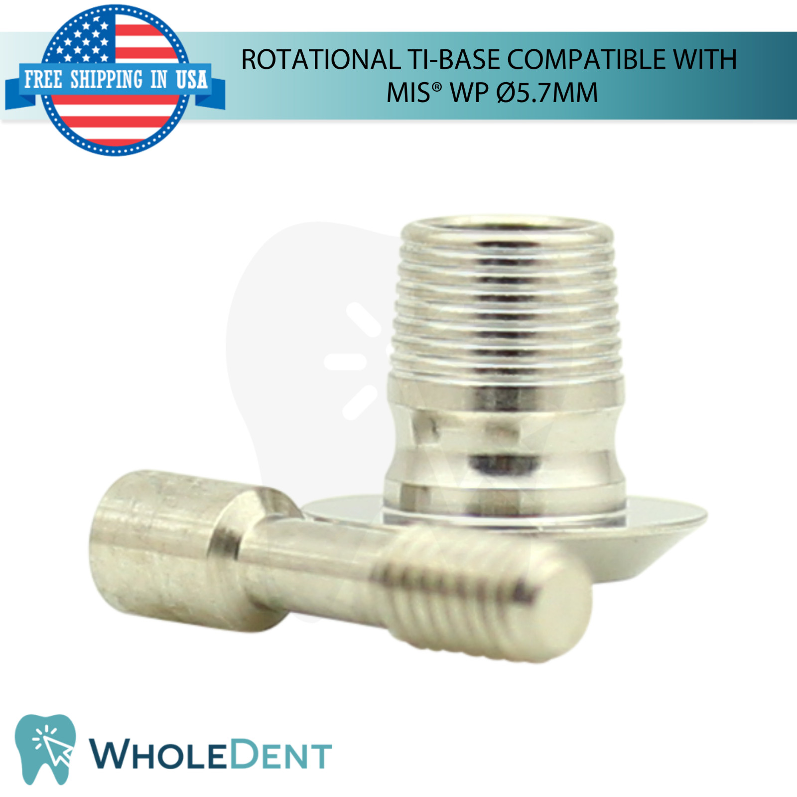 5x Dental Rotational Ti-Base Ø5.7mm WP MIS® Compatible Int Hex System 2.45mm