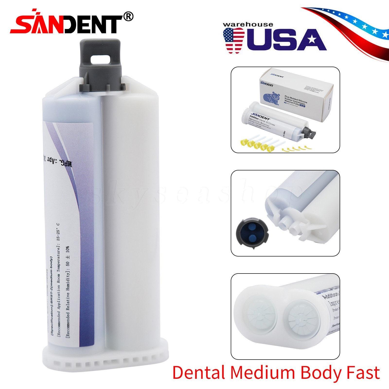 Dental MEDIUM BODY FAST SET VPS Impression Material 50ml, 1-16/Bx SANDENT