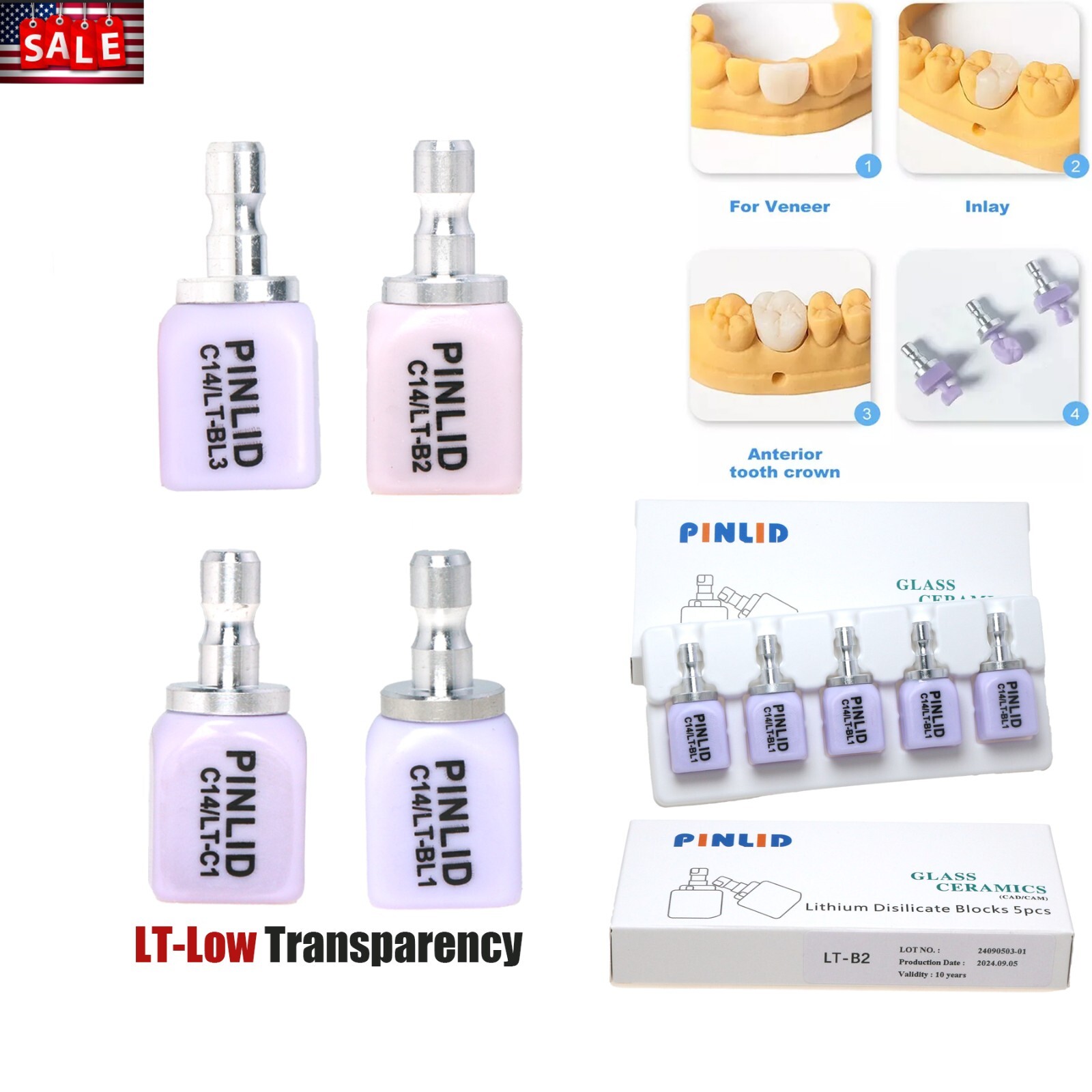 US C14 Dental Glass Ceramic Blocks LT Lithium Disilicate CAD/CAM Cerec Block