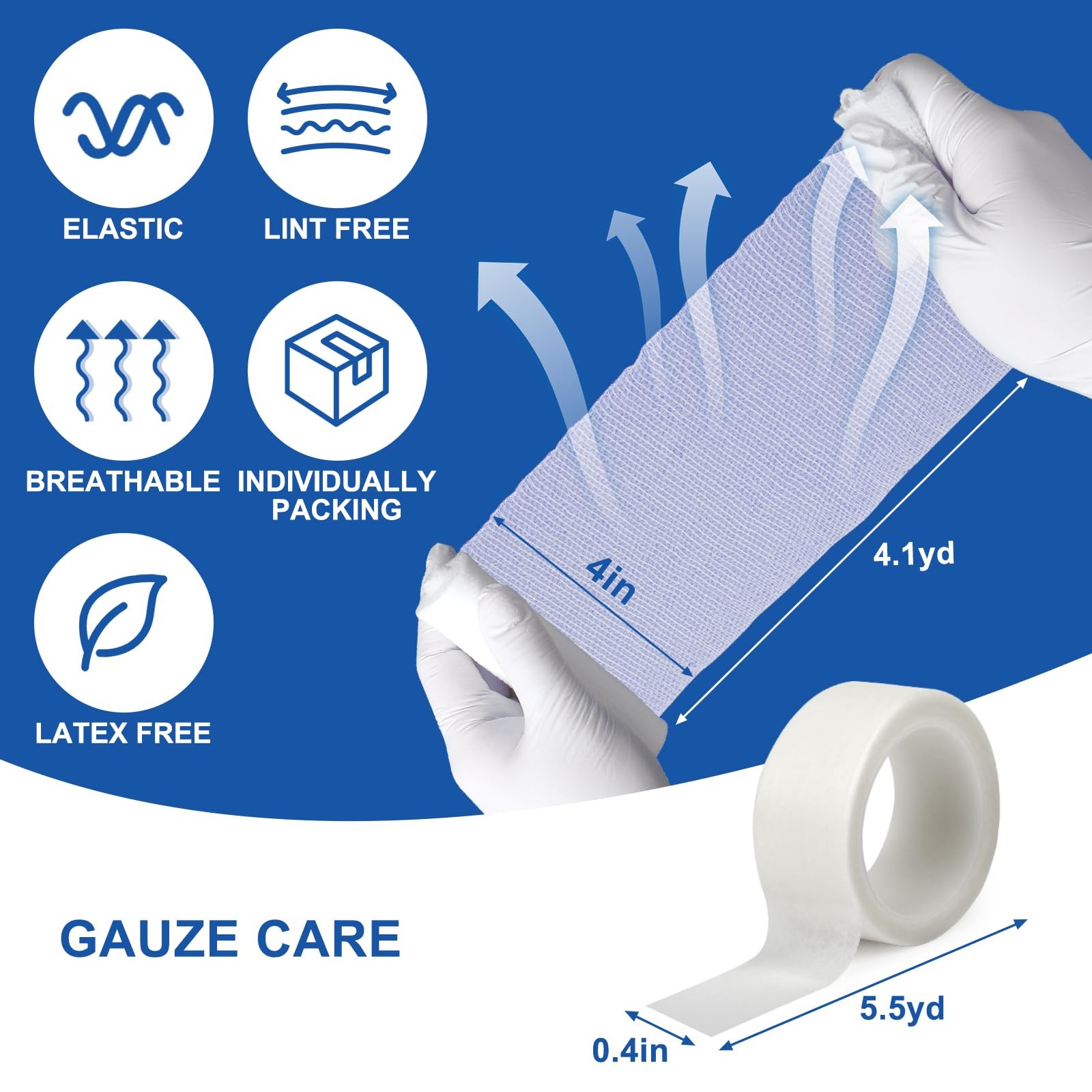Navona Gauze Rolls 30 Pack, 4 in x 4.1 Yards, 4 Inch x yards, Pack of 30