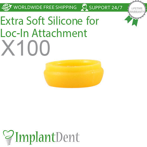 100x Dental Extra Soft Silicone Cap For Loc-In Attachment Dentistry Lab