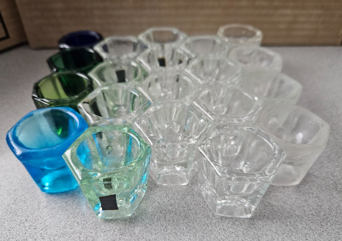 20pcs Glass Dappen Dish Mixing Bowls for Dental Crystal Cup Nail Art Tools