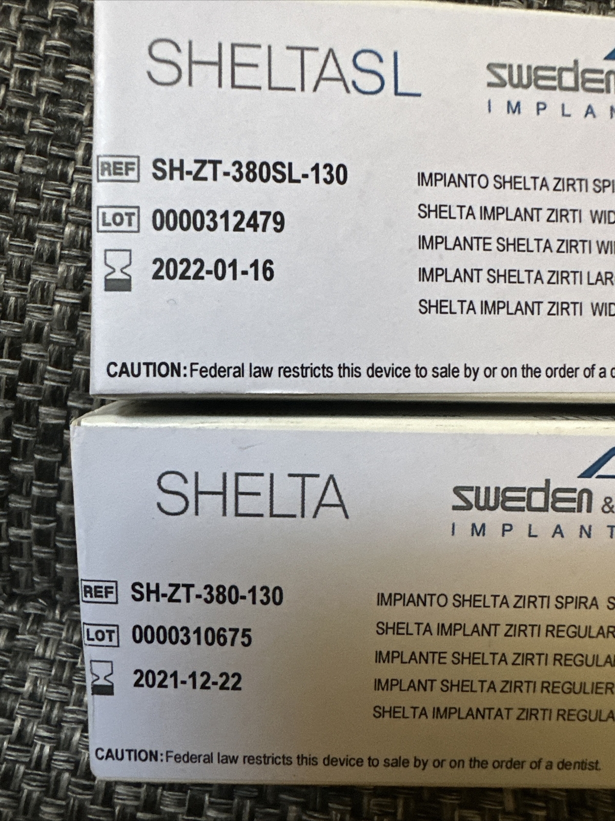 2 x Shelter Dental Implant, 3.8SL x 13mm Sweden & Martha Implantilogy