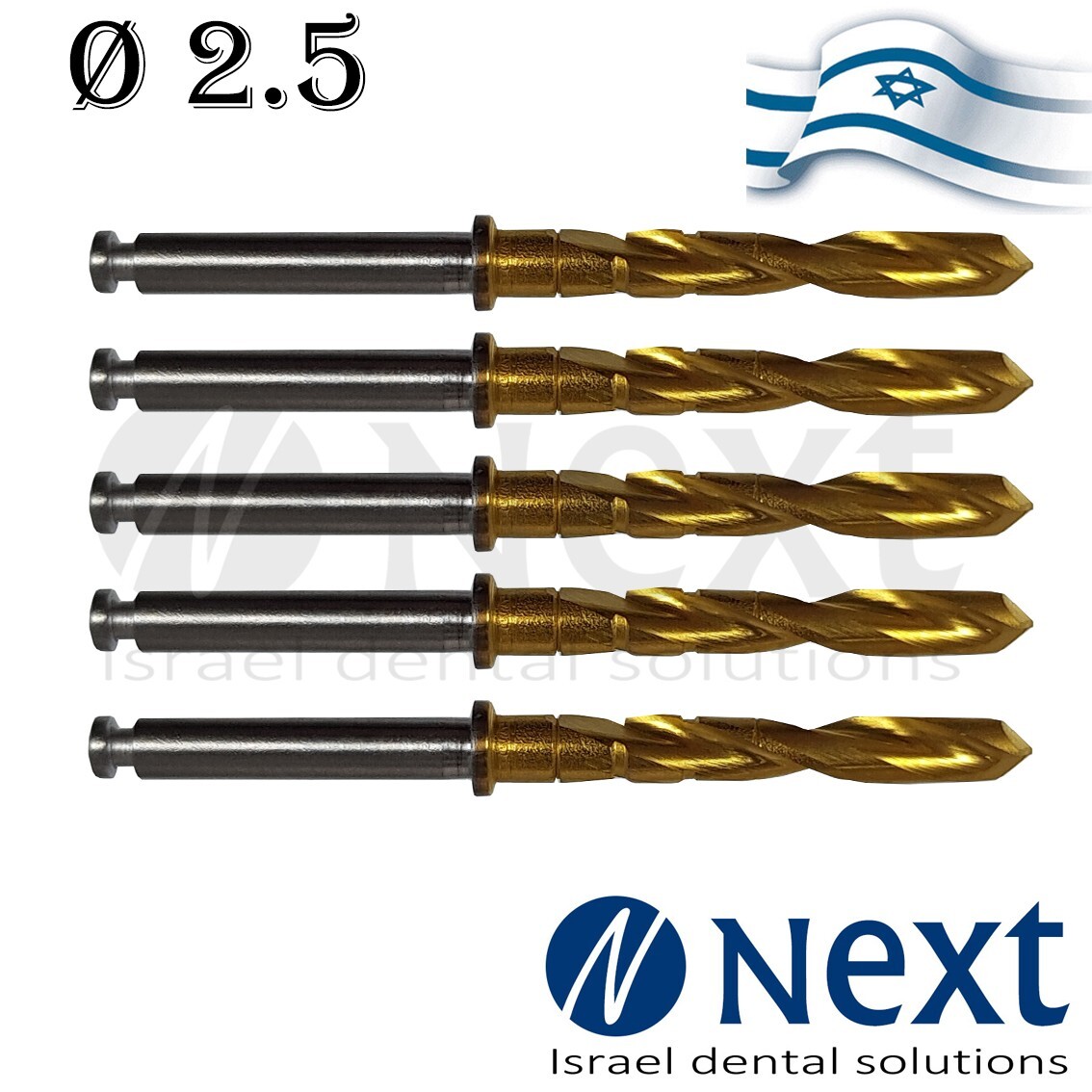 Lot x 5 Surgical Drill External Irrigation 2.5 mm Israel made ET