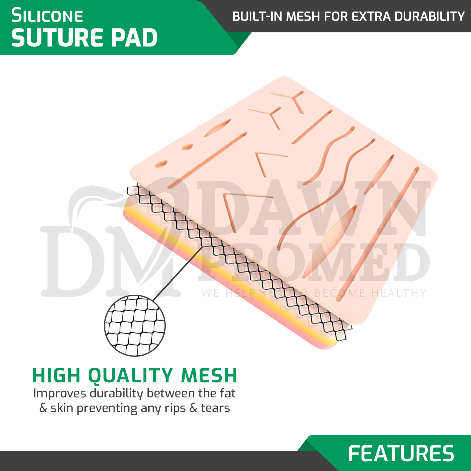 3 Pcs Medical Skin Suture Practice Silicone Pad Wound Simulated For Training Kit