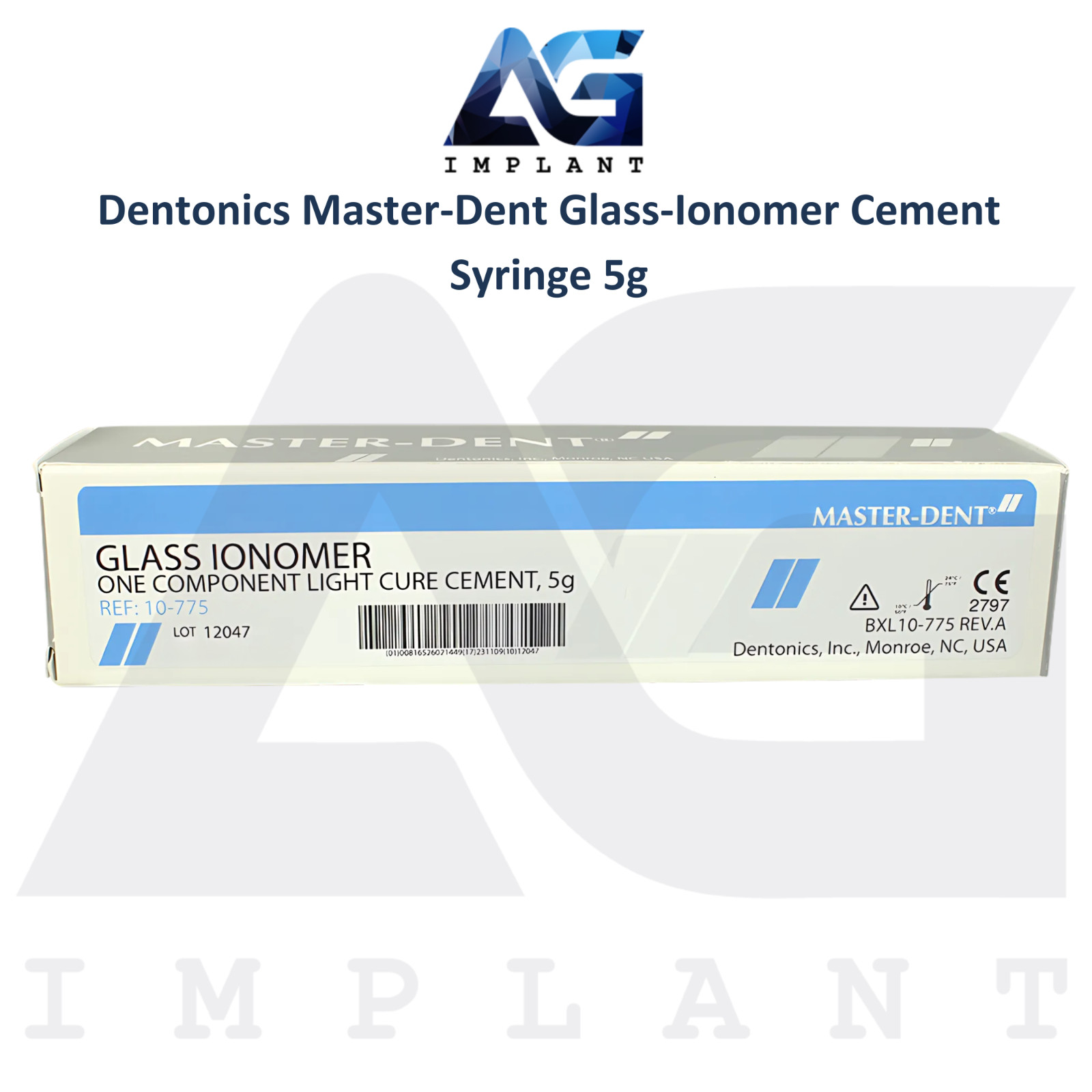 Dental Master-Dent Glass-Ion0mer Cement Syringe 5g Light Cure Base Or Liner