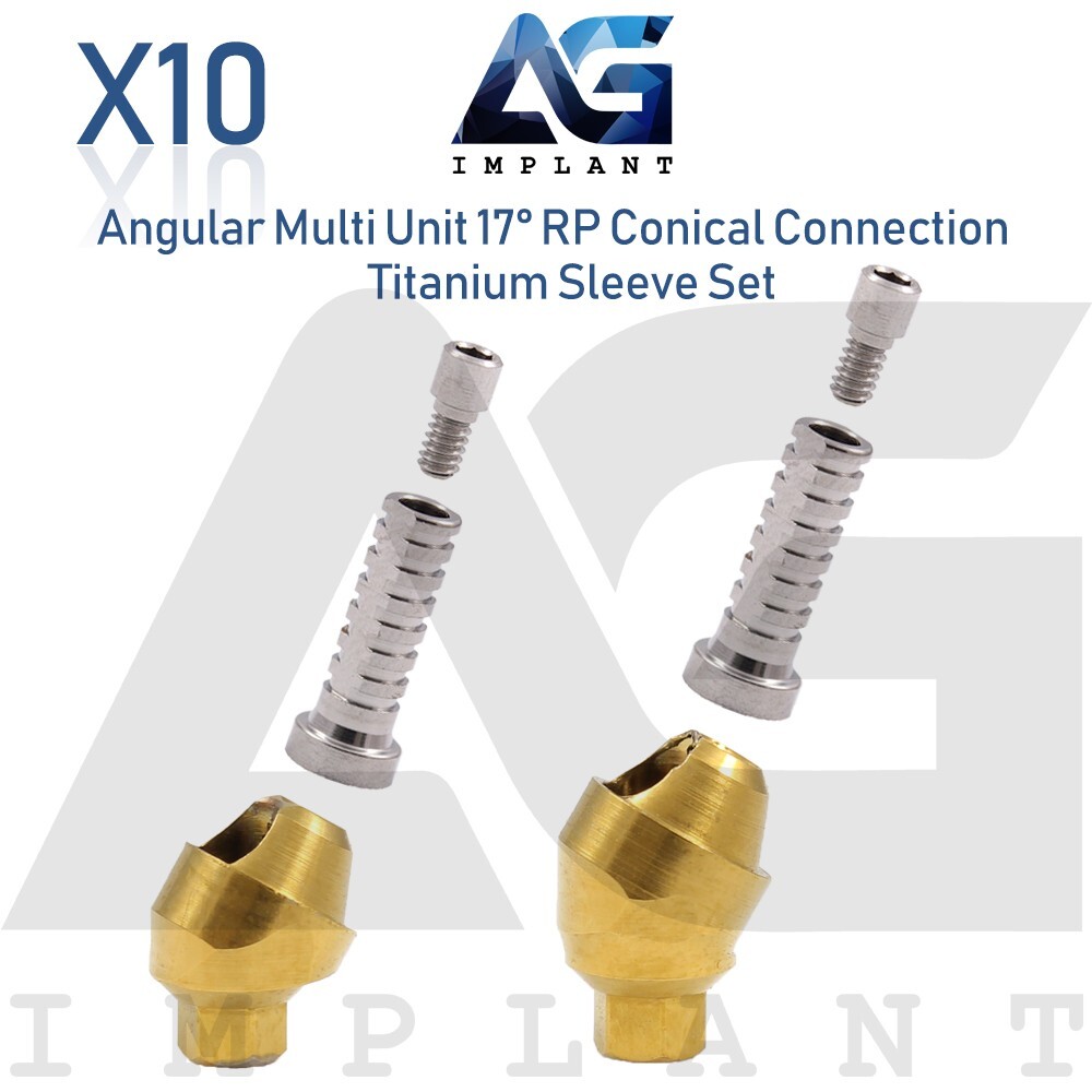 10 Angular Multi Unit Prosthetic System 17° Conical Connection RP Titanium Set