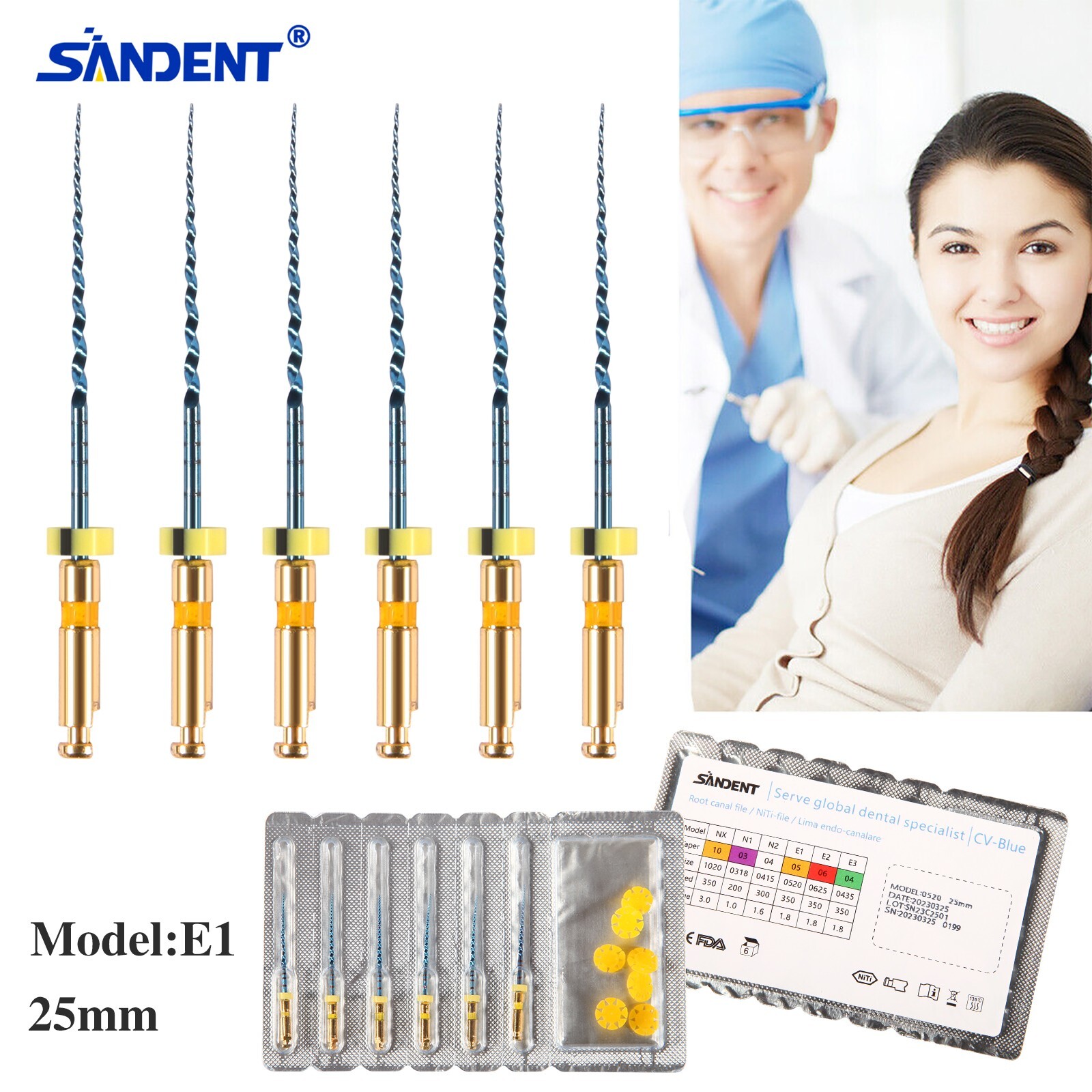 Dental Endo Reciprocating Files Niti Gold File Rotary Root Canal 25MM Flexible