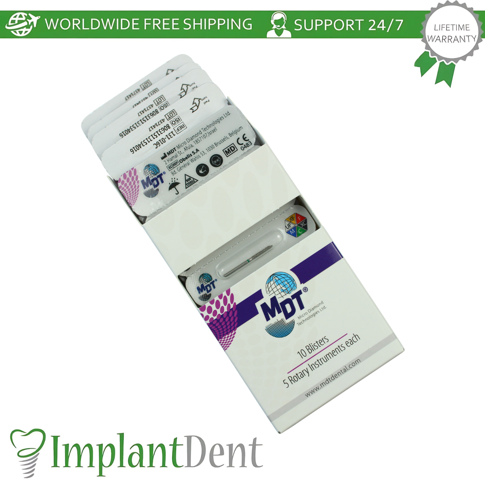 Dental MDT Short Beveled Cylinder FG Diamond Burs 131 Shaping Contouring Surface