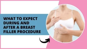 Aesthetic breast augmentation concept, showcasing a woman gently covering her chest, with a focus on non-surgical enhancement which is breast filler.